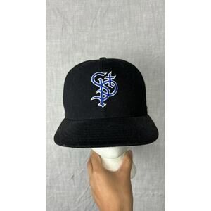 VINTAGE St Paul Saints Hat Cap Fitted Mens 7 5/8 Black MiLB Baseball 90s